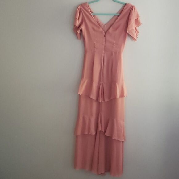 Warehouse tiered maxi dress with ruffles in pink size 8 - Picture 12 of 15